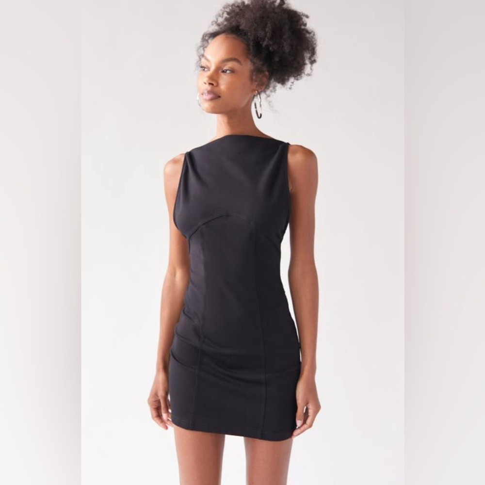 Brand New UO Complex High-Neck Black Mini Dress